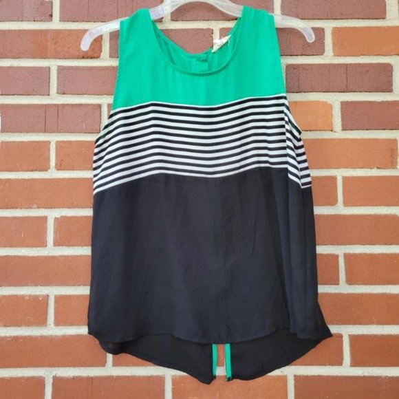 E & M Tops - E & M - Black and Kelly Green Tank - Size M